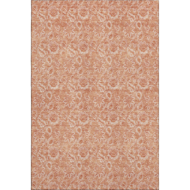 Premium Machine Washable Prisco Salmon Rug