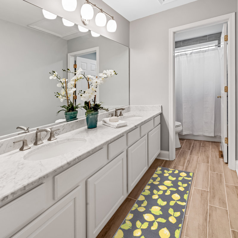 Lemon Kitchen and Bathroom Mat, Gray