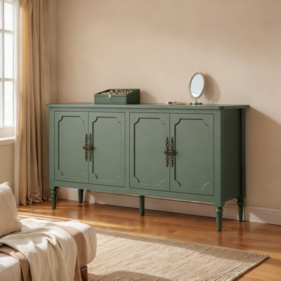 Grande armoire buffet avec 4 portes, crédence moderne de 58 pouces pour le rangement de la salle à manger et du salon, bar à café multifonctionnel et bar à vin