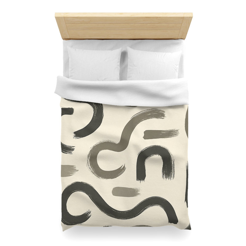 Microfiber Duvet Cover Boho Style, Design 70, White, Twin XL Duvet Cover