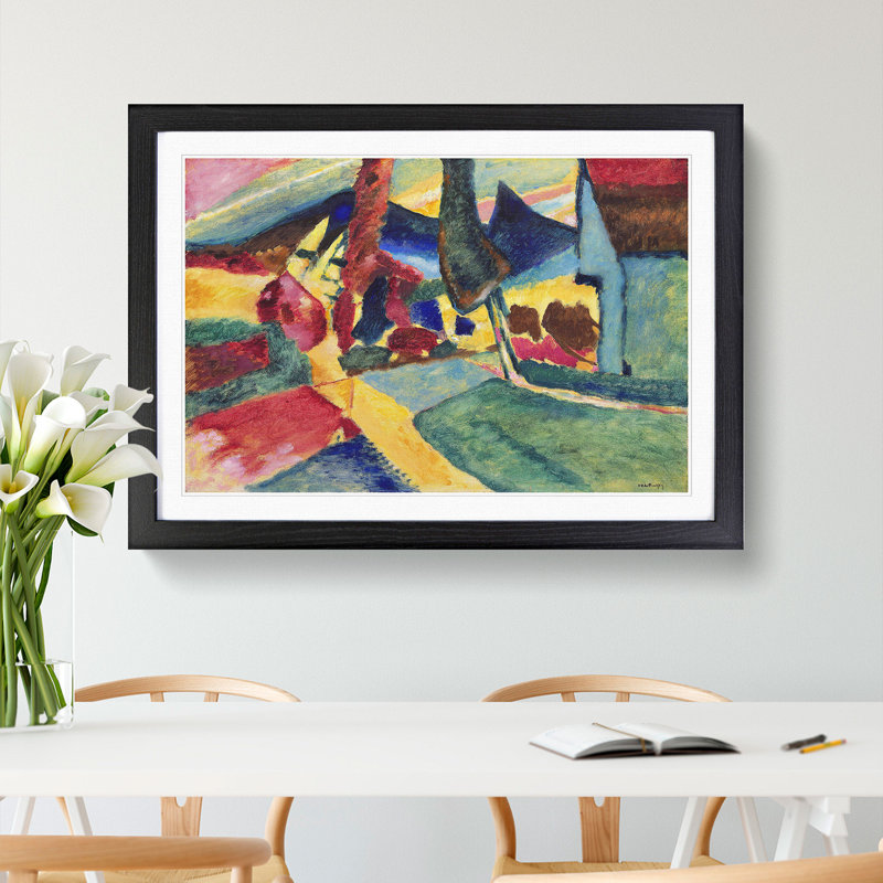 Landscape with Two Poplars by Wassily Kandinsky - Picture Frame Painting, Black Framed, 27cm H x 36cm W x 2cm D