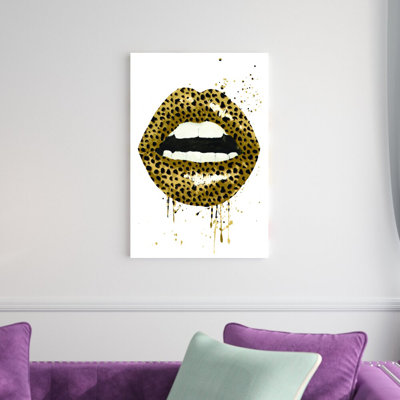 Fashion Leopard Lipstick - Wrapped Canvas Painting