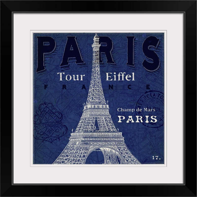 « blueprint tour eiffel » par sue schlabach, impression, Cadre noir, H 24 po x l 24 po x P 1 po