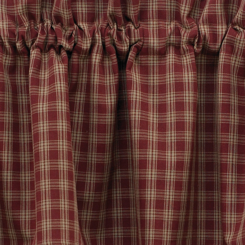 Algerine Cotton Plaid Tailored Window Valance, Red/Maroon