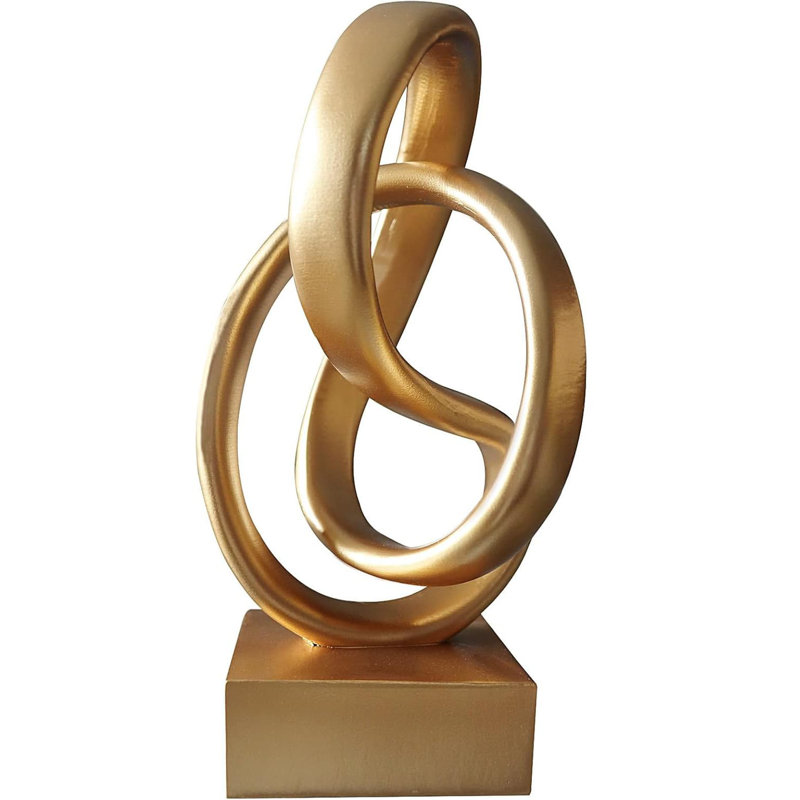 10.43" Black Mobius Knot Statue - Modern Home Office Coffee Table Decor, Gold