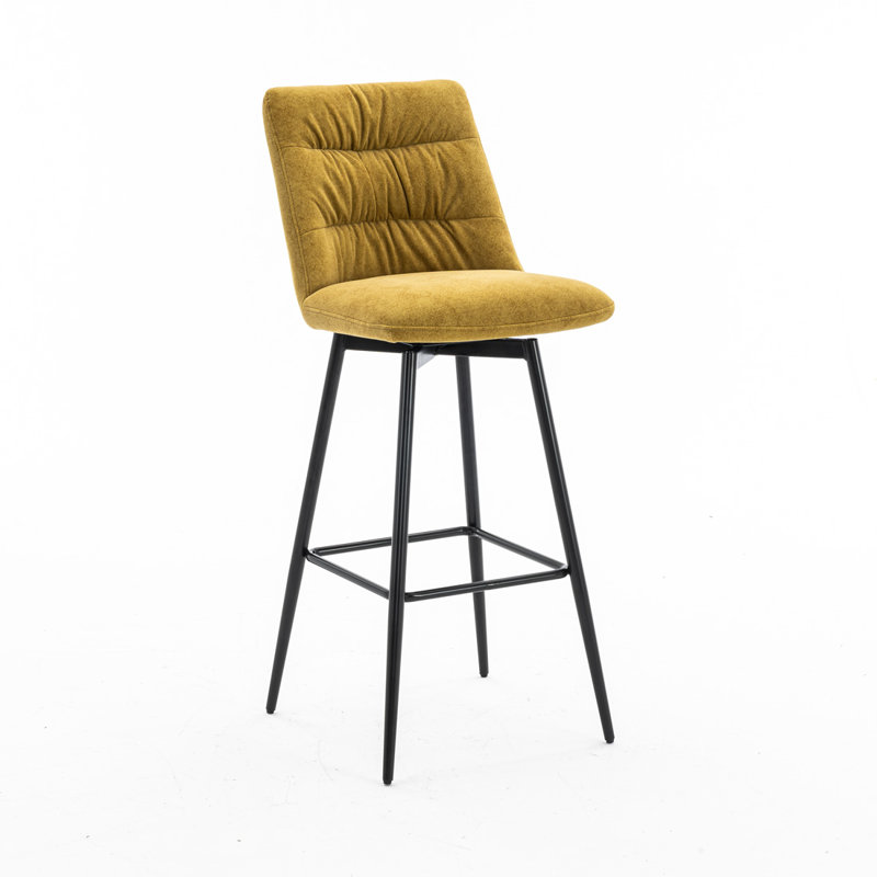 Tammo Upholstered Counter Stool with Metal Frame, Mustard