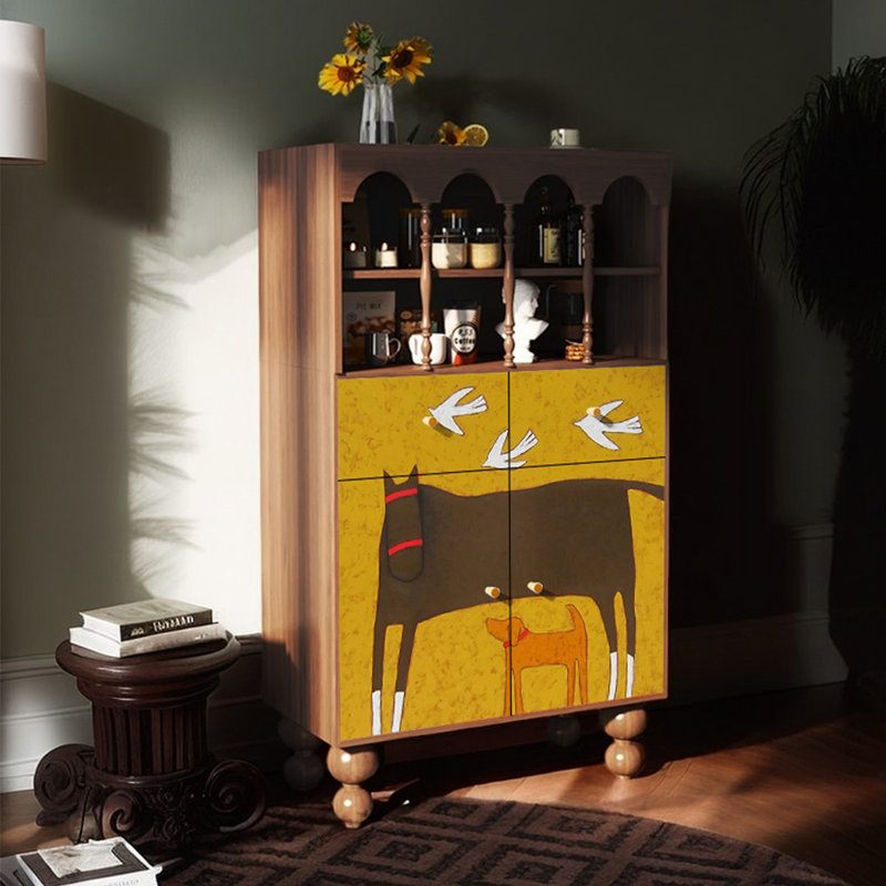 Modern abstract art multi-purpose accent cabinet