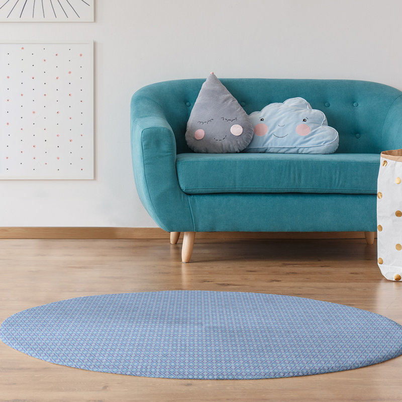 Tapis flèche à carreaux flèche blue pattern, Rectangle 8 pi x 10 pi