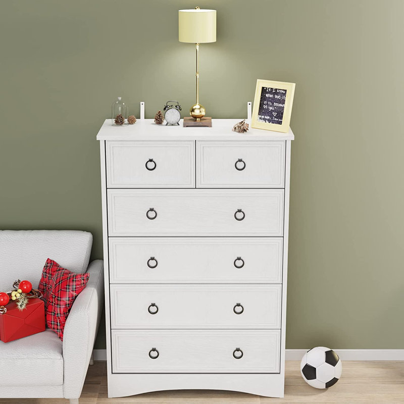 Casimira 6 Drawer Chest, White