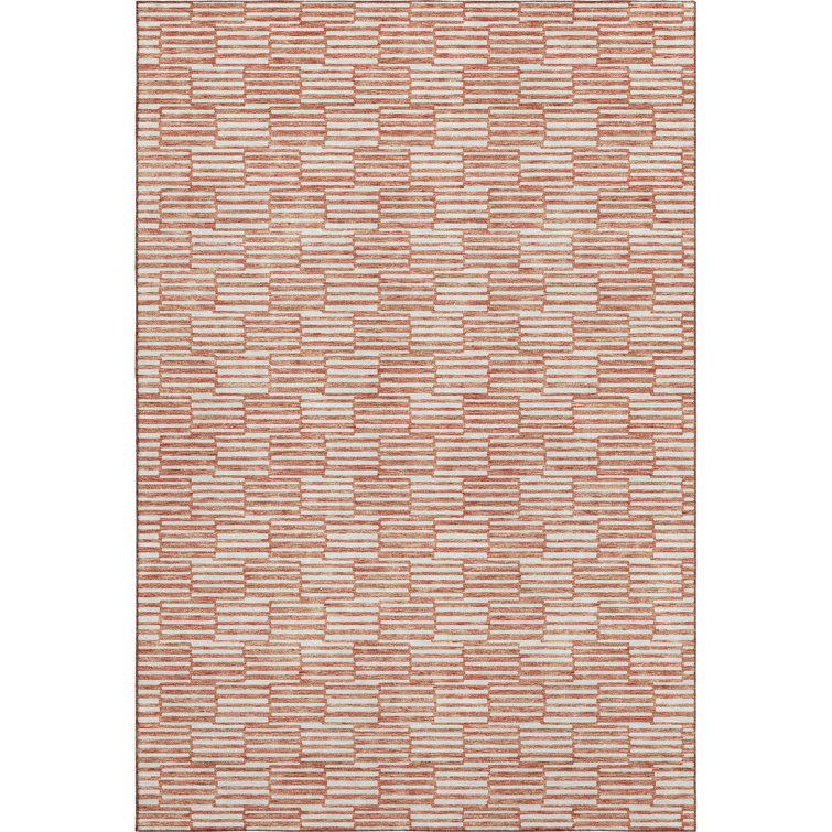 Premium Machine Washable Prisco Salmon Rug