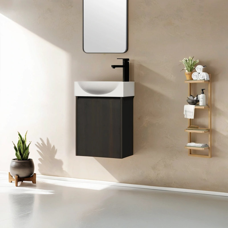Athlene 16.63'' Single Bathroom Vanity with Resin Top, Black