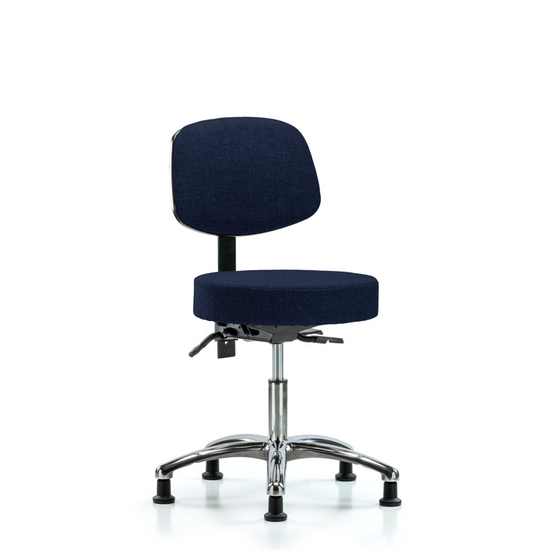Tabouret de laboratoire Sarina, Patins, Bleu marine, 19.25"
