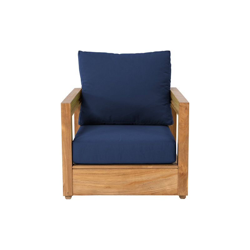 Iromel Teak Outdoor Lounge Chair , Sunbrella® Cushions Included, Navy