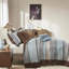 Ensemble de courtepointe 5 pièces jacquard avec coussins Blue King-125333533-125333532