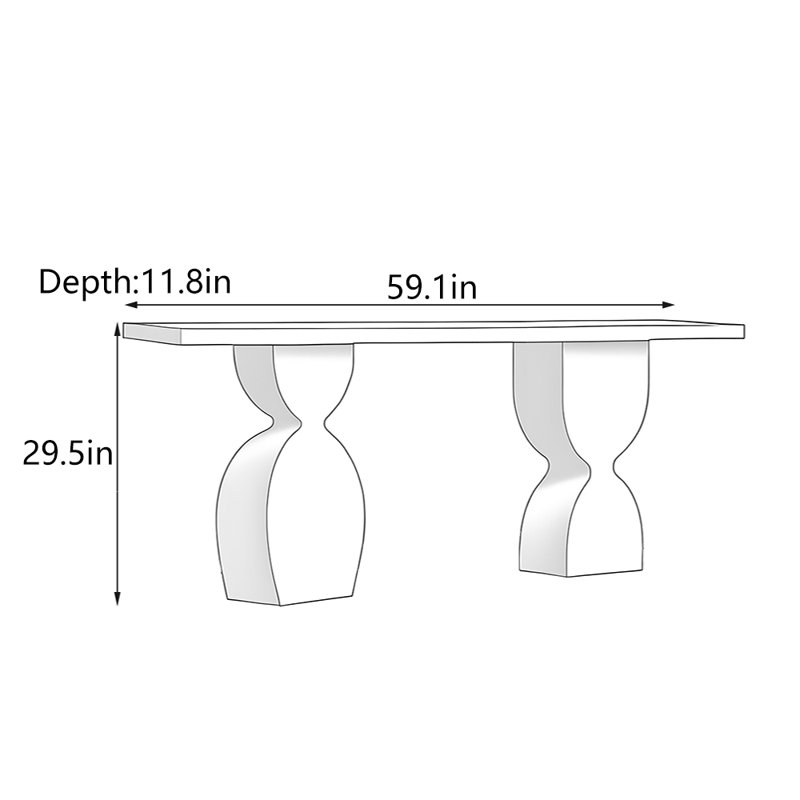 Table d'entrée en bois massif Wabi-Sabi, Burlywood, H 29,5 po x l 59,1 po x P 11,8 po