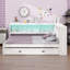 Lit de jour avec tablettes de rangement, USB, DEL et lit gigogne-291464034