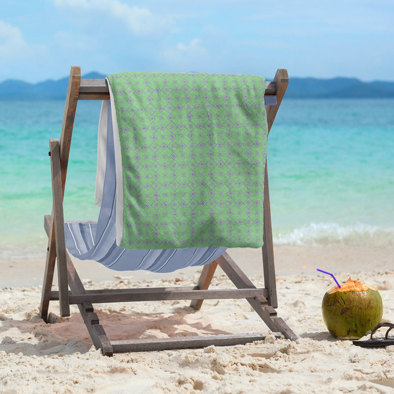 Katelyn Elizabeth Cotton Blend Beach Towel, Green/Purple