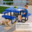 Ensemble repas de patio en métal, grande taille, table de pique-nique et banc de 205 cm (80,7 po), bleu moderne