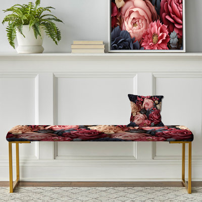 Victorian Rose Lavish Floral Motif - Banc rembourré floral doré
