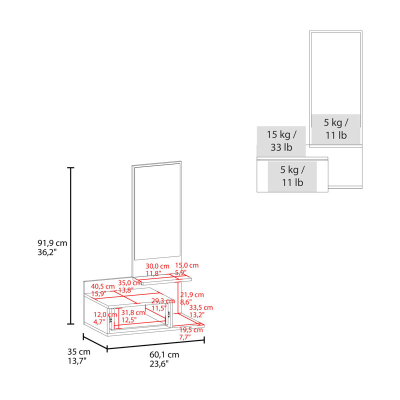 Floating Vanity With Mirror, Wall-Mounted For Space-Saving And Stylish Bathroom Decor.