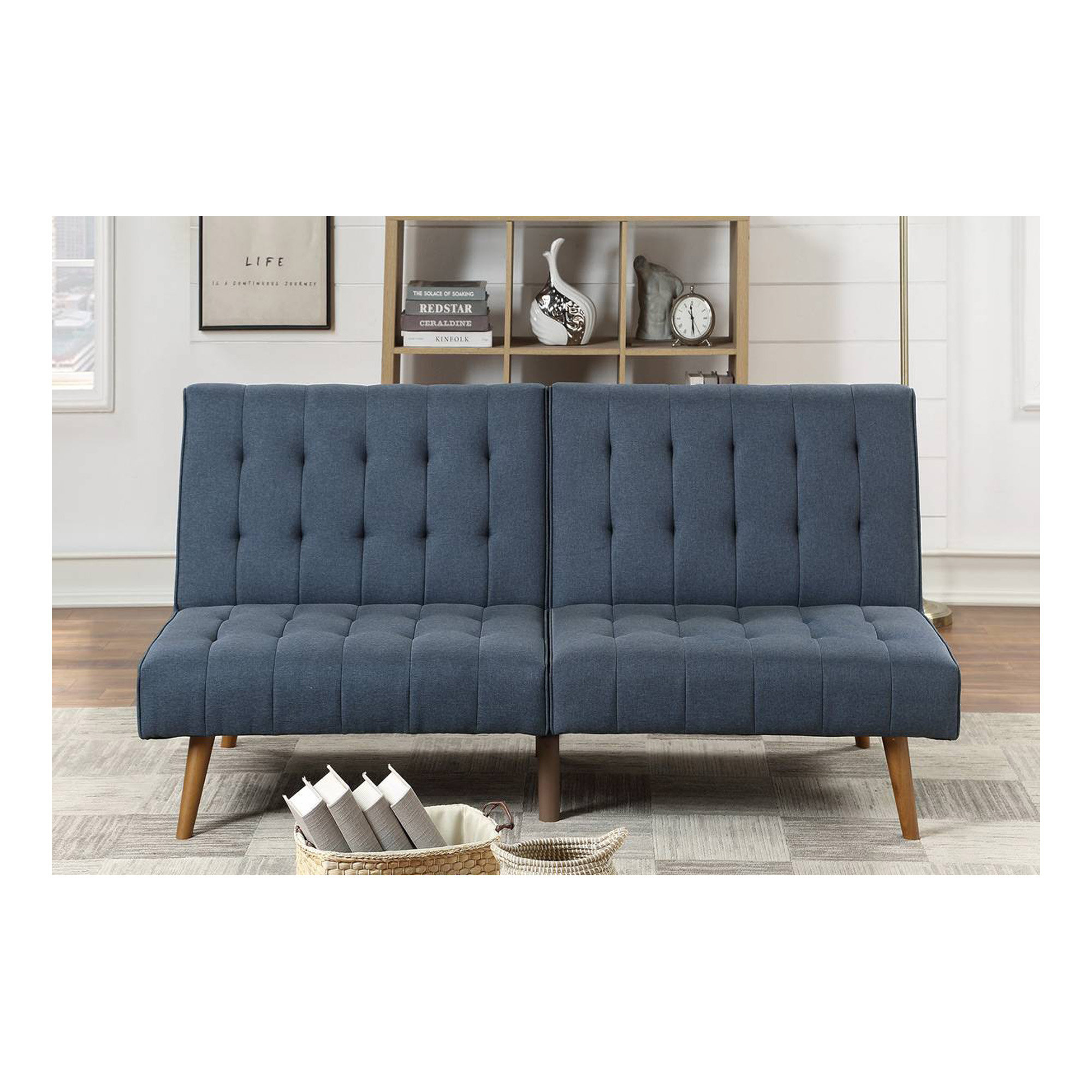 George Oliver Navy Color Modern Convertible Sofa 1pc Set Couch ...