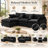 Velmira 105" Modular L-Shape Sectional with Ottoman, Soft Chenille Fabric, 3-Seat-1438868636