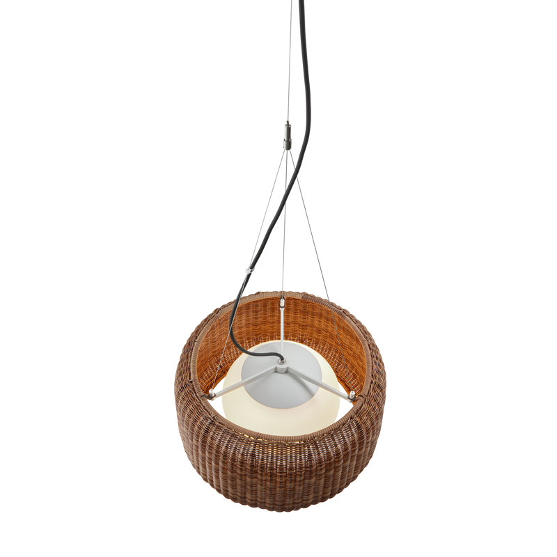 Luminaire suspendu 2 lumières Fora, Rotin brun