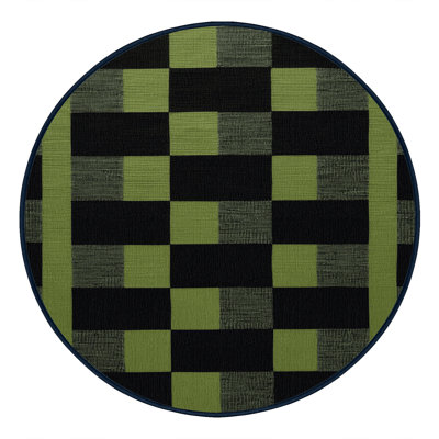 Machine Washable Checkered Blue Area Rug