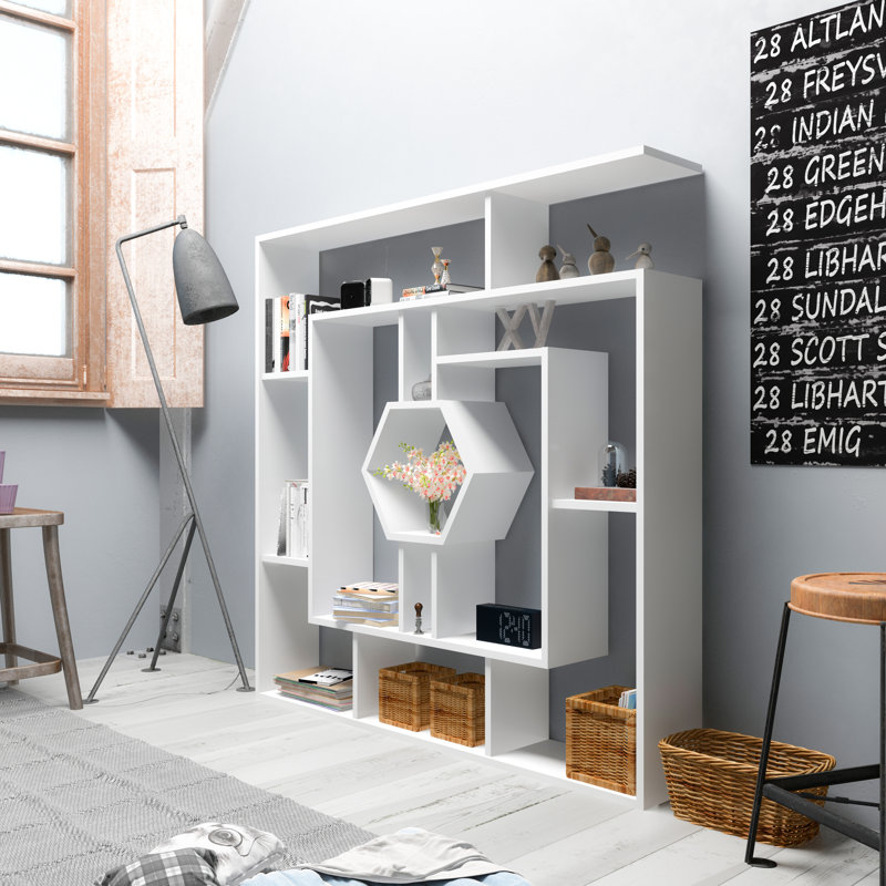 134cm H x 134cm W Geometric Bookcase, White
