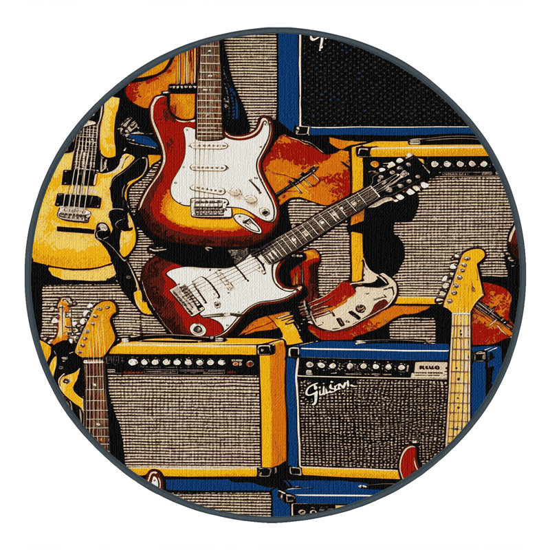  Tapis lavable pour guitare électrique et amplificateurs, Rond 7 pi