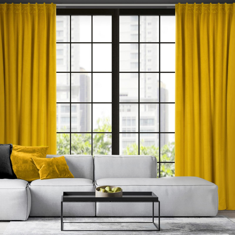 Odoaker Semi Sheer Curtains Single Panel, Mustard