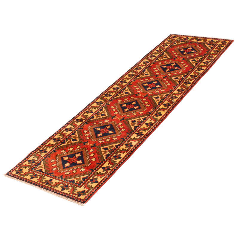 Tapis de couloir unique en laine foncé 2 pi 9 po x 9 pi 6 po Kargahi