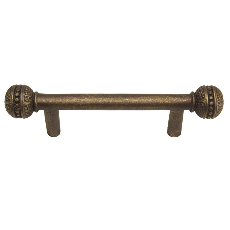 Millennium pull, Millennium caps on end, 3", Antique Brass