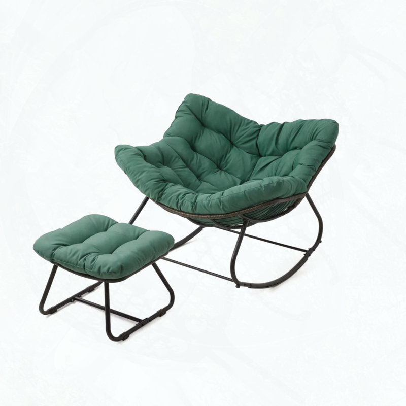 Oversized Egg Rocking Chair and Ottoman Set (Green), Green
