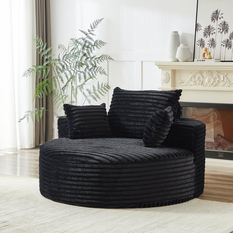 Canapé éponge Boneless, fauteuil-lit moderne moelleux, 33.5" H x 50" W x 50" D, Velours côtelé noir