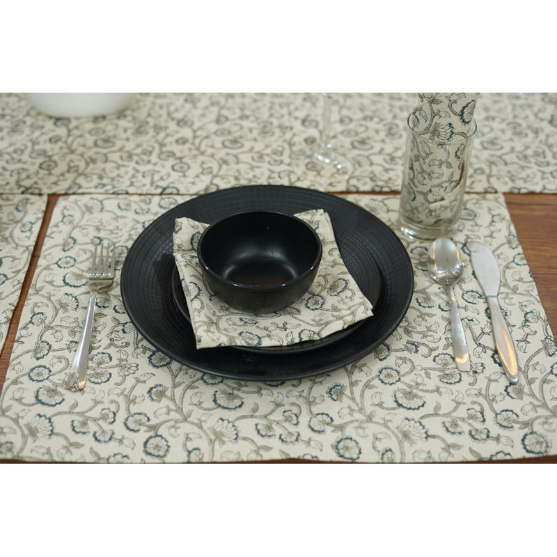 Tapis de table en coton 13 x 19 pouces Fabividine - Imprimé bloc classique pour salle à manger élégante, himachal