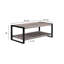 Table basse rustique brune avec espace de rangement, mobilier rectangulaire en bois pour tablette, salon élégant