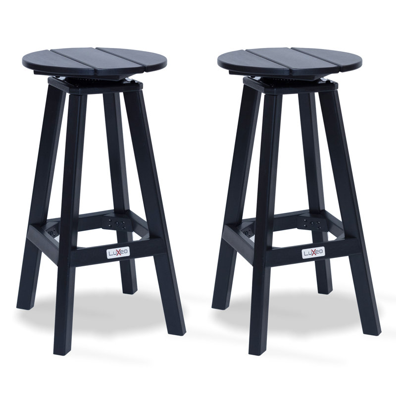 Tabouret d'extérieur LuXeo Mason (ensemble de 2), Noir