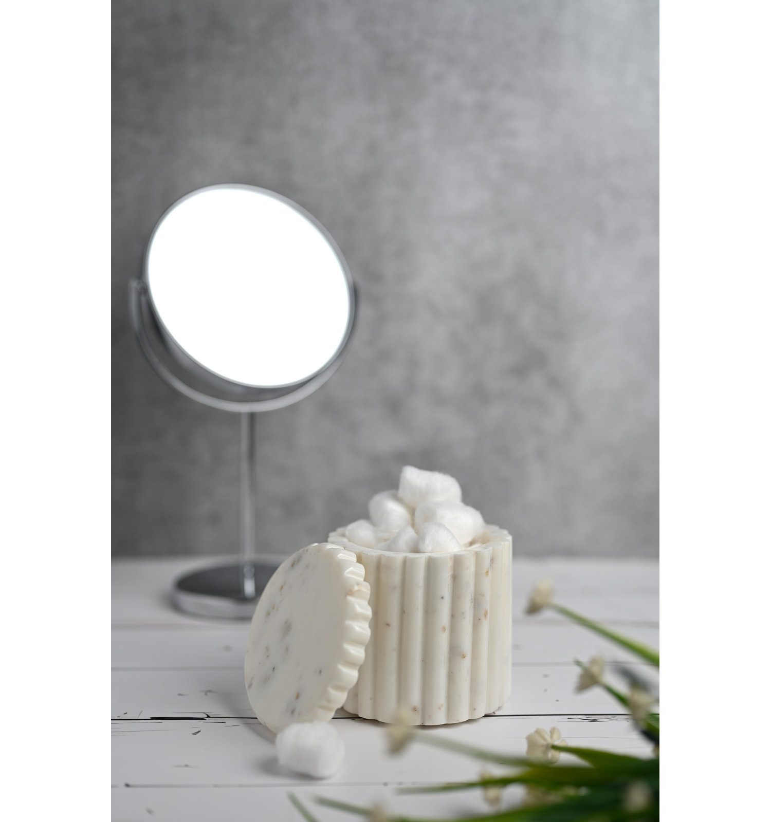 Stoneware Jar, 4" H x 4" W x 4" D, White