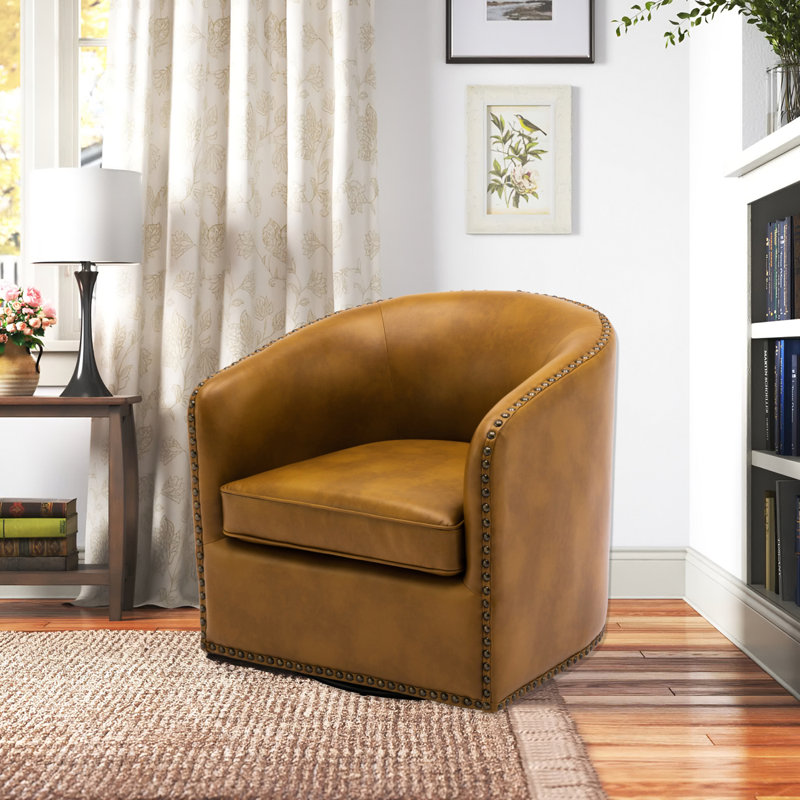 Fauteuil pivotant Trenton, Similicuir brun clair