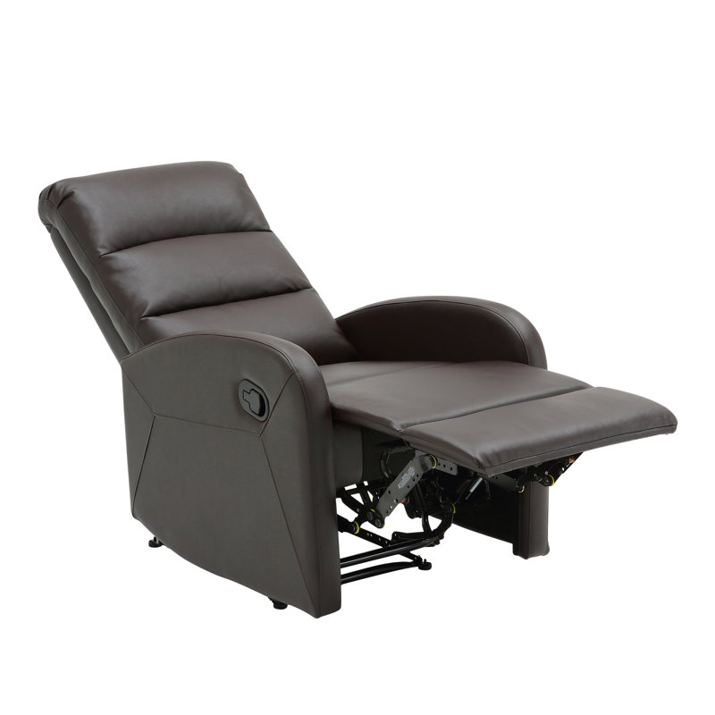 Vadys Faux Leather Recliner, Brown Faux Leather