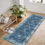 Tapis d'intérieur lavable imprimé à motif floral antidérapant à poils courts pour tapis de salle à manger en caoutchouc souple bleu 10 x 13 pi-129775588-129913480