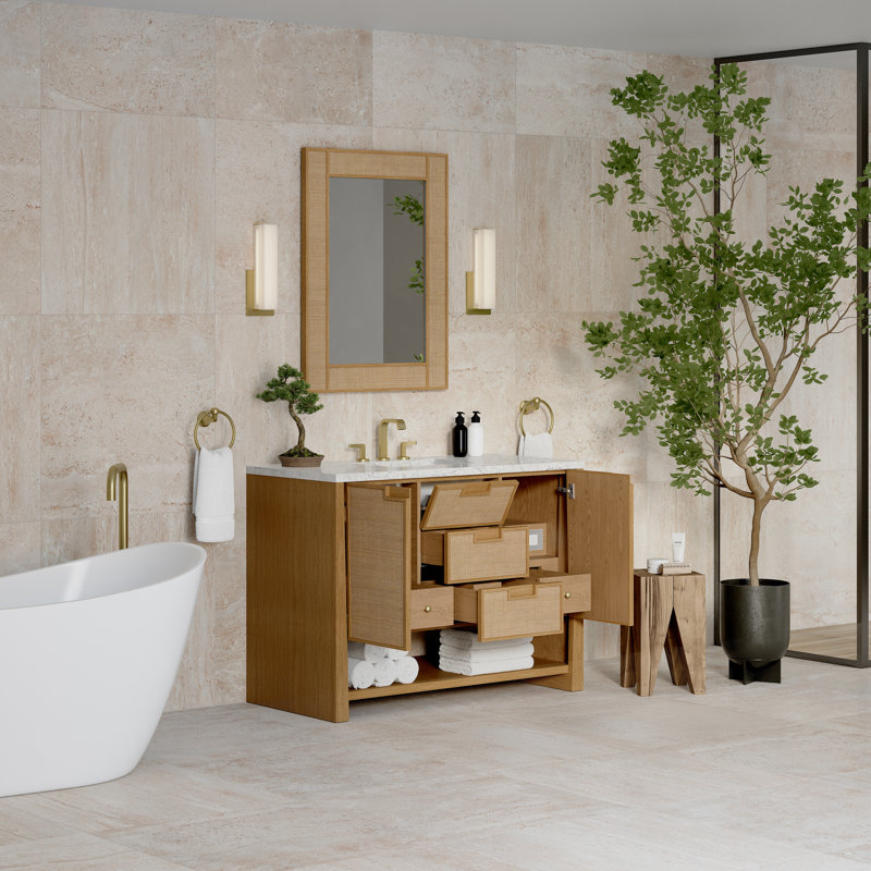 Solene 48"W Single Vanity W/ Freepower Wireless Charger, Eternal Jasmine Pearl