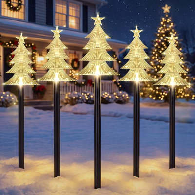 Ensemble de 5 lumières solaires de jardin à DEL avec 8 modes pour allée et pelouse