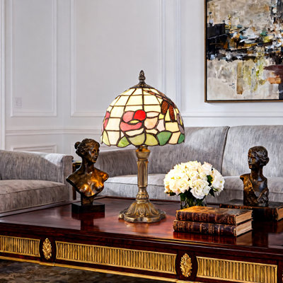 8 Inch Tiffany-Style Stained Glass Table Lamp With E26 Warm Light
