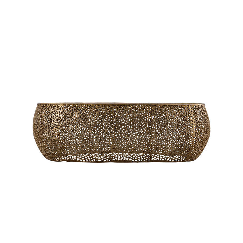 Table basse ovale à finition dorée | Idée de cadeau