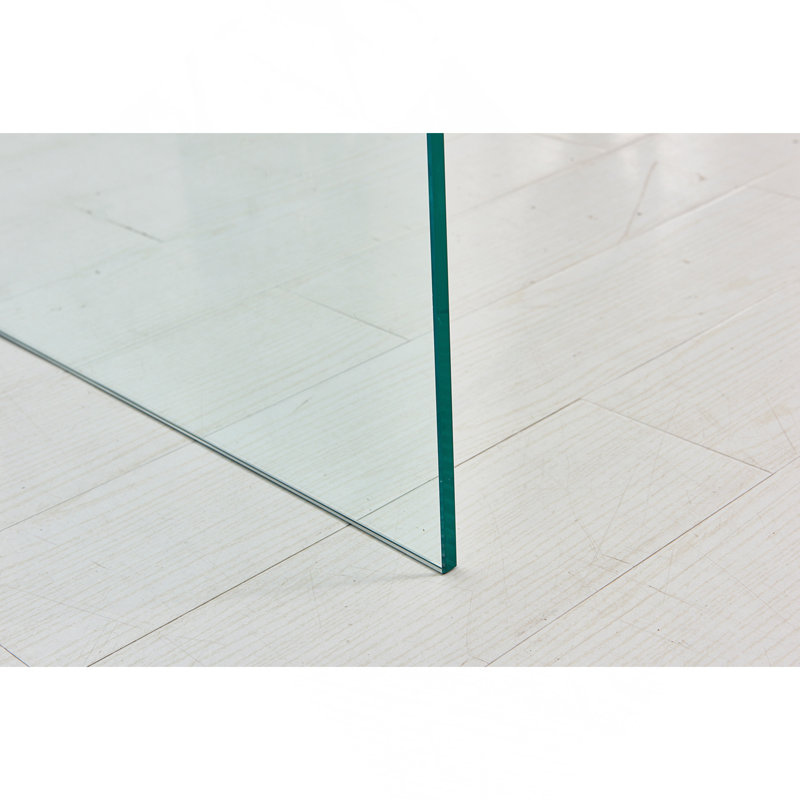 Transparent End Table,Tempered Clear Bent Glass SideTable