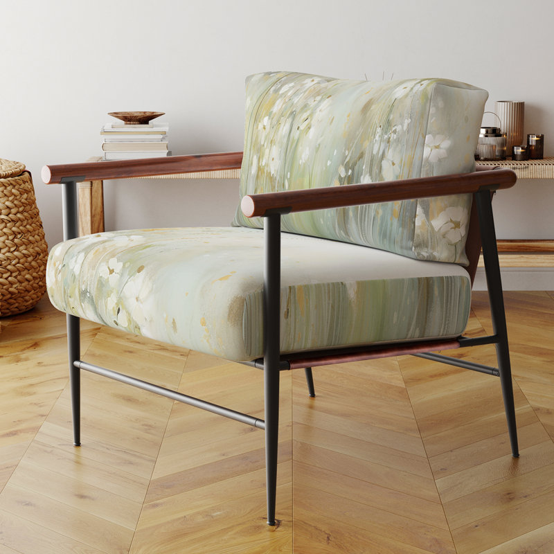 Chaise d'appoint rembourrée Green Green Beige Serene Meadows II, Doré