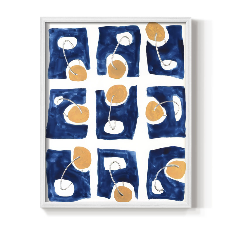 Abstract Puzzle II Framed Print - Solid Wood, 21" H x 17" W, White Framed