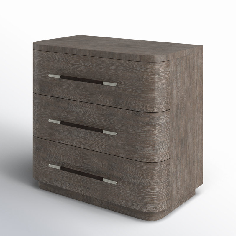 Modern Mood Three Drawer Nightstand, Dark Wood/Mink